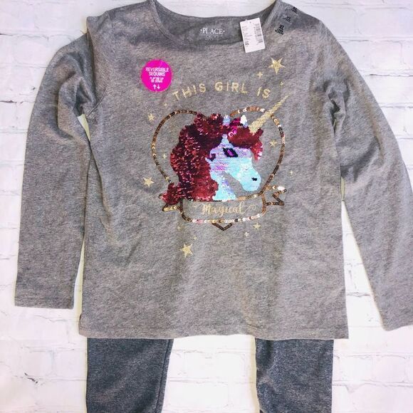 Nwt Girls XL (14) Childrens Place LS Sequin Top Outfit Bunde - Picture 1 of 8